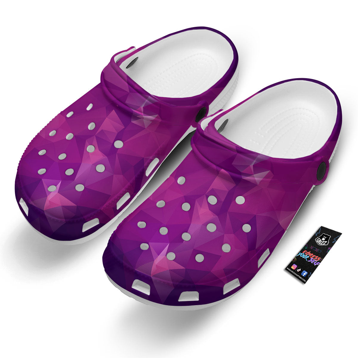 Geometric Violet Polygonal Print Clog-grizzshop