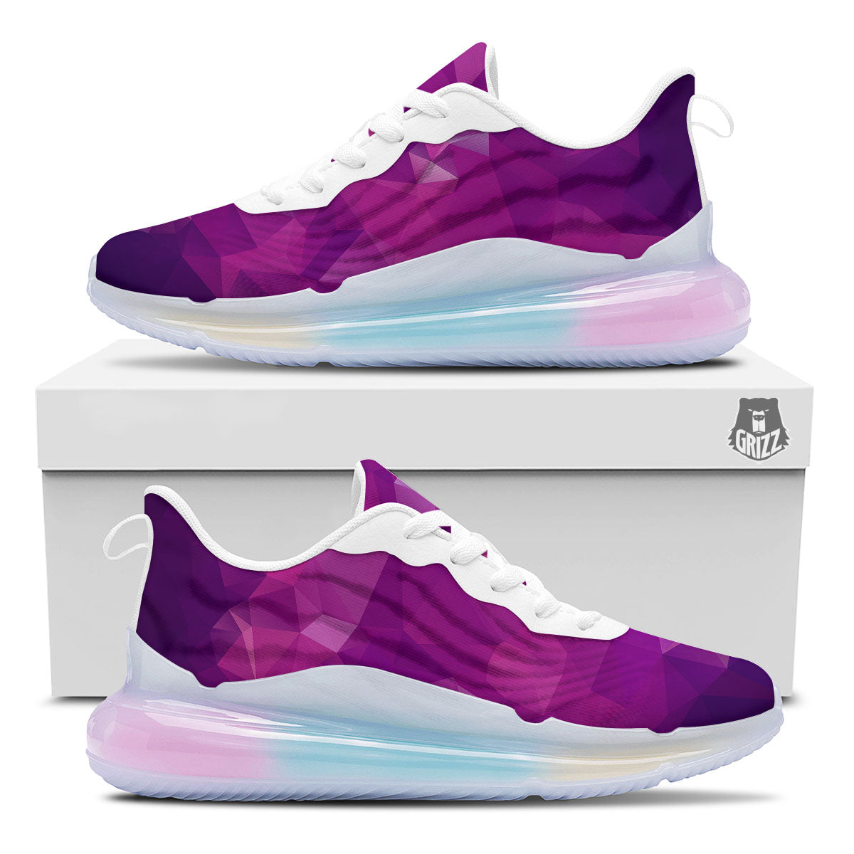 Geometric Violet Polygonal Print Running Sneakers-grizzshop