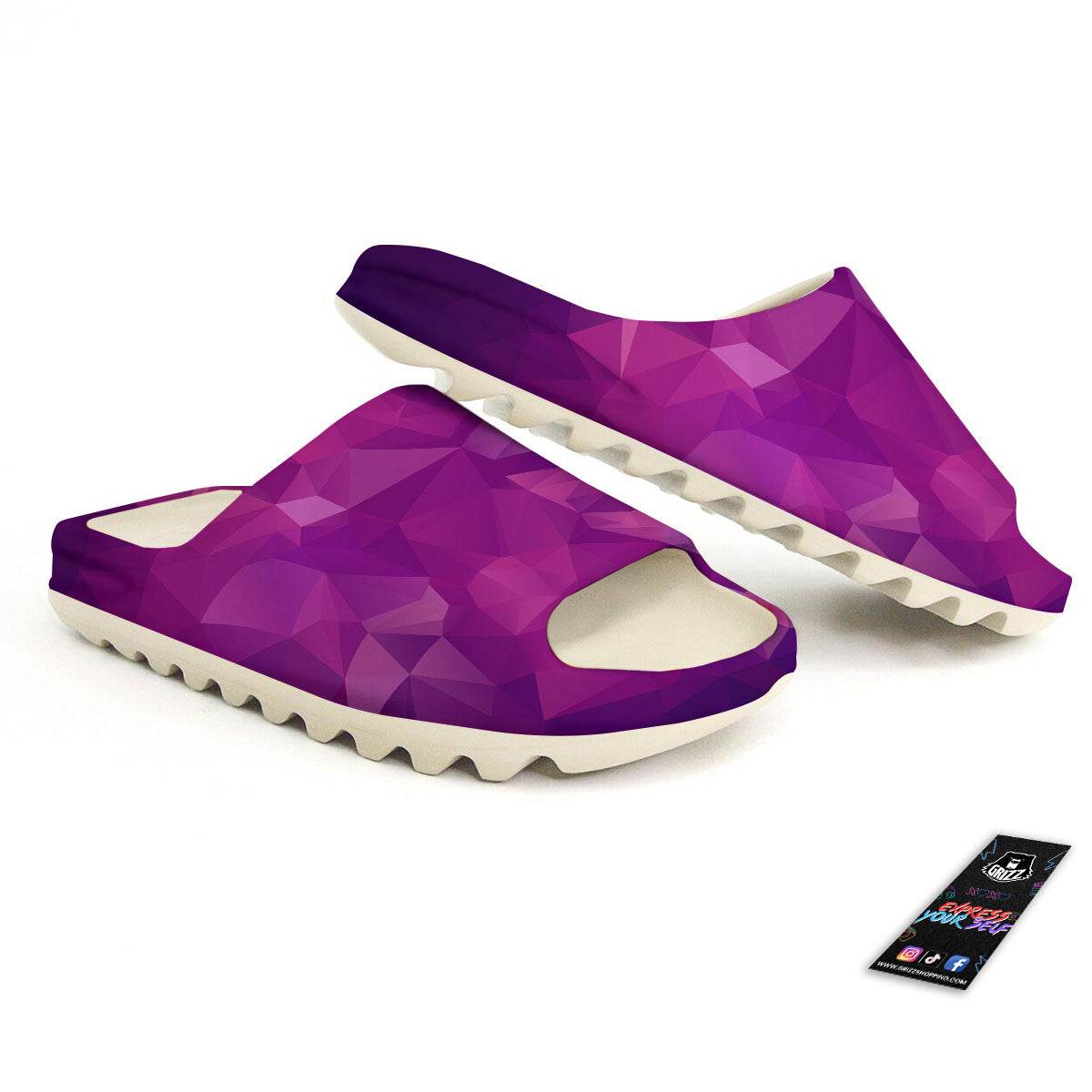 Geometric Violet Polygonal Print Sandals-grizzshop