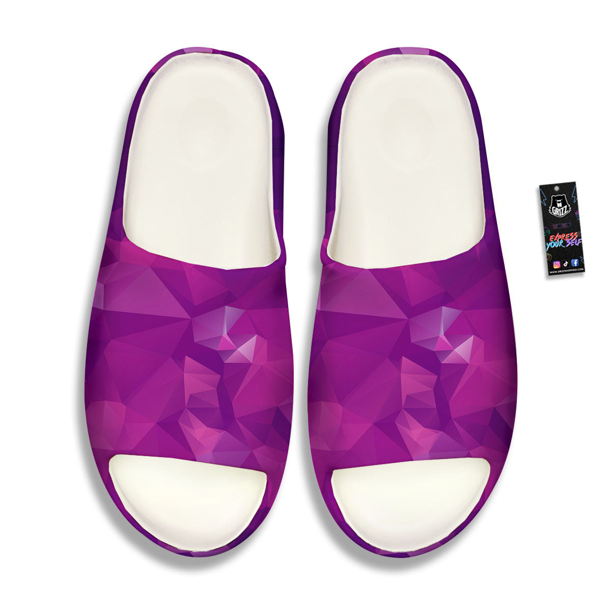 Geometric Violet Polygonal Print Sandals-grizzshop