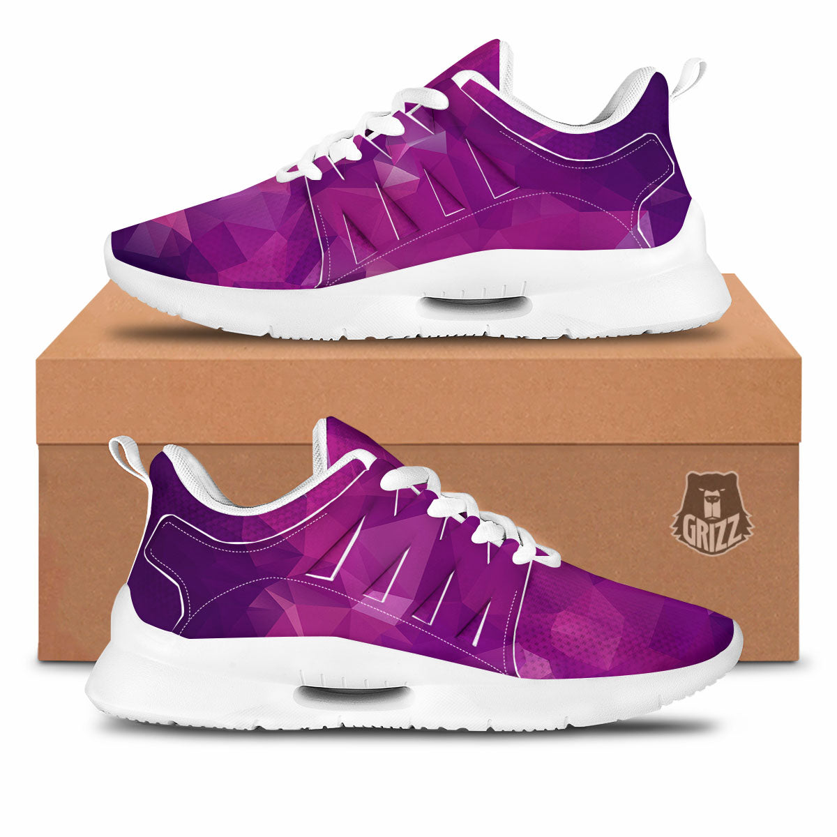 Geometric Violet Polygonal Print Tennis Shoes-grizzshop
