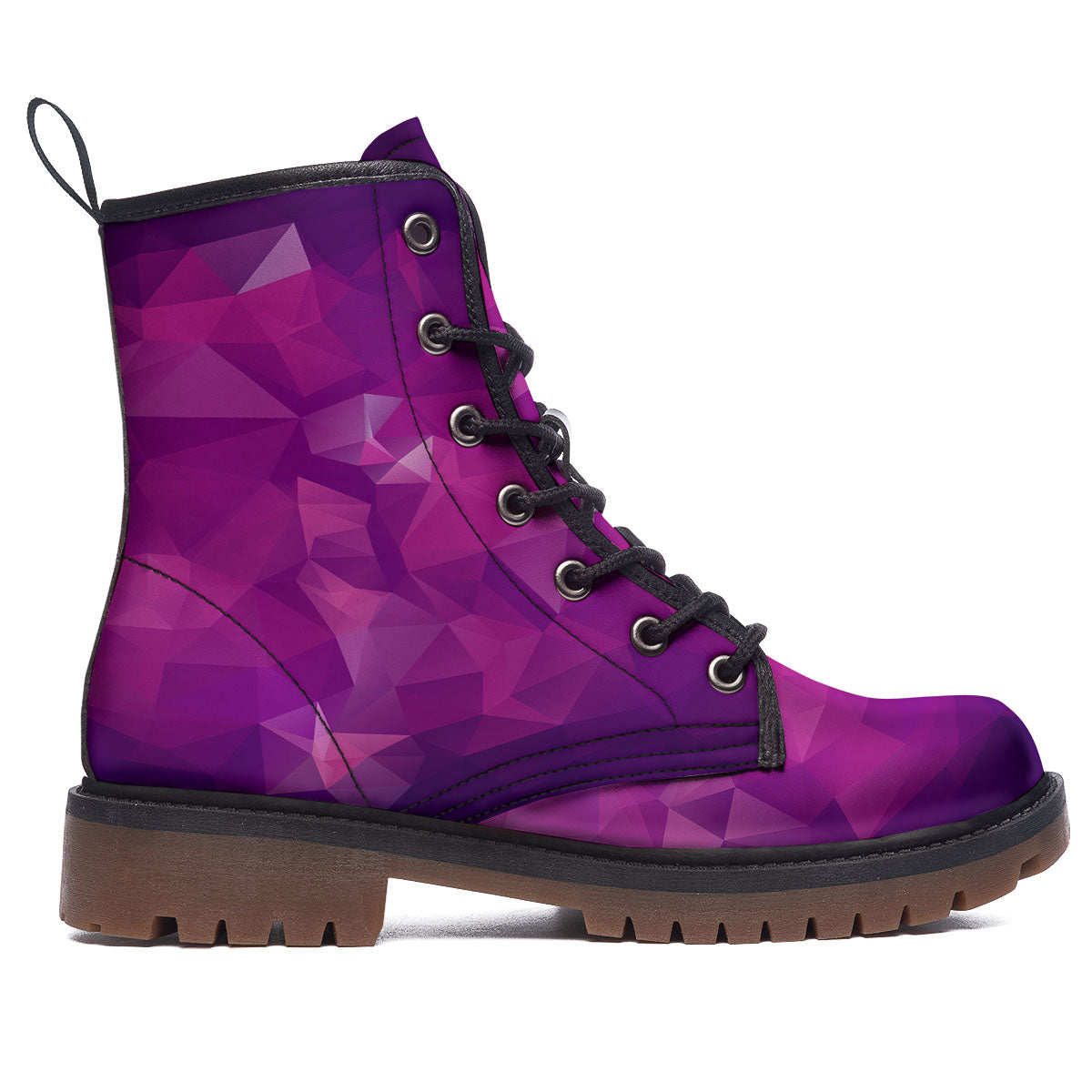 Geometric Violet Polygonal Print Work Boots-grizzshop