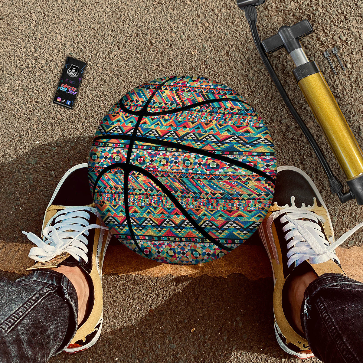 Geometric Aztec Colorful Print Pattern Basketball