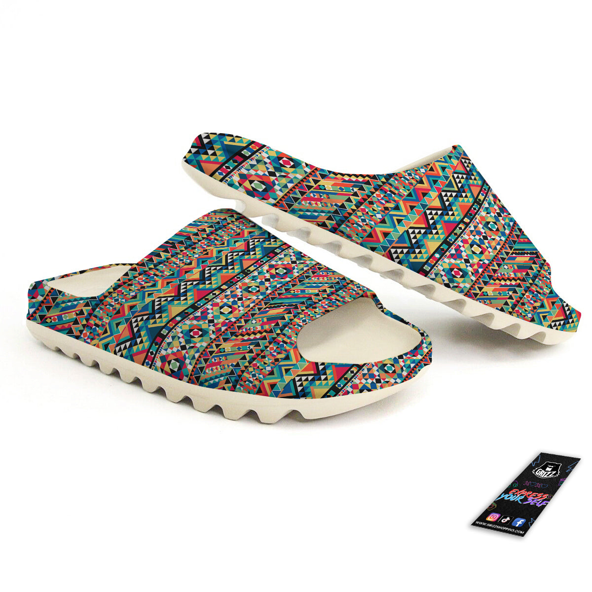 Geometric Aztec Colorful Print Pattern Sandals-grizzshop