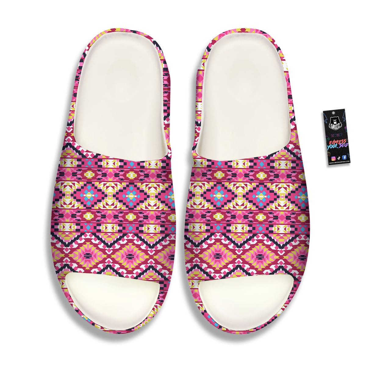 Geometric Ethnic Pink Aztec Print Pattern Sandals-grizzshop