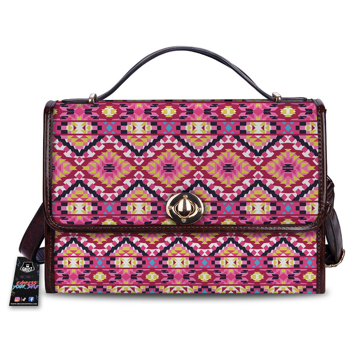 Geometric Ethnic Pink Aztec Print Pattern Women's Satchel Bag