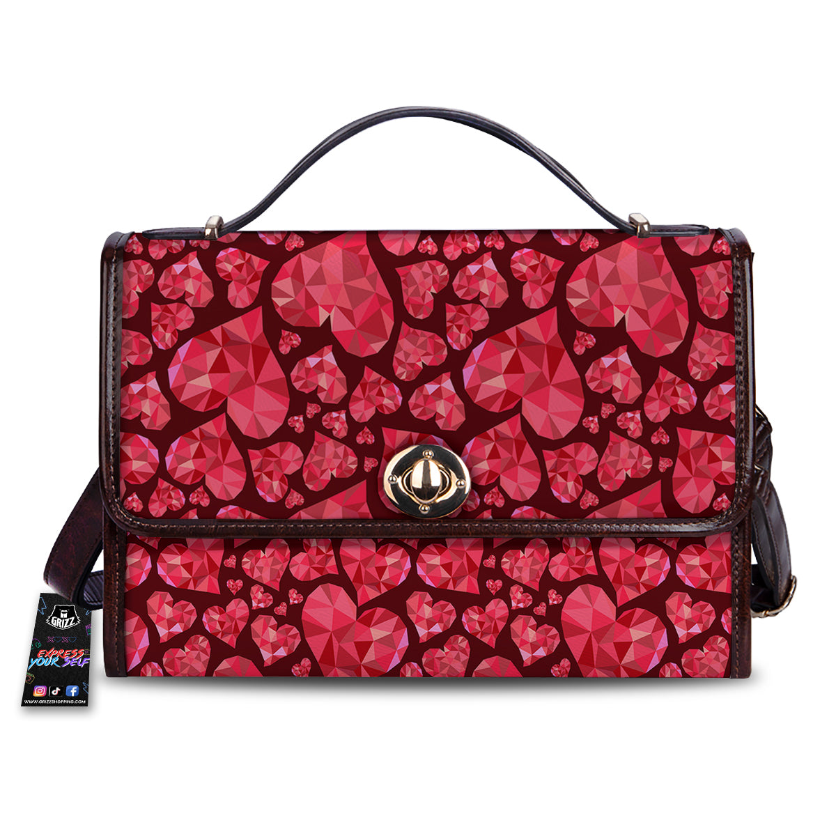 Geometric Heart Valentine's Day Print Pattern Women's Satchel Bag