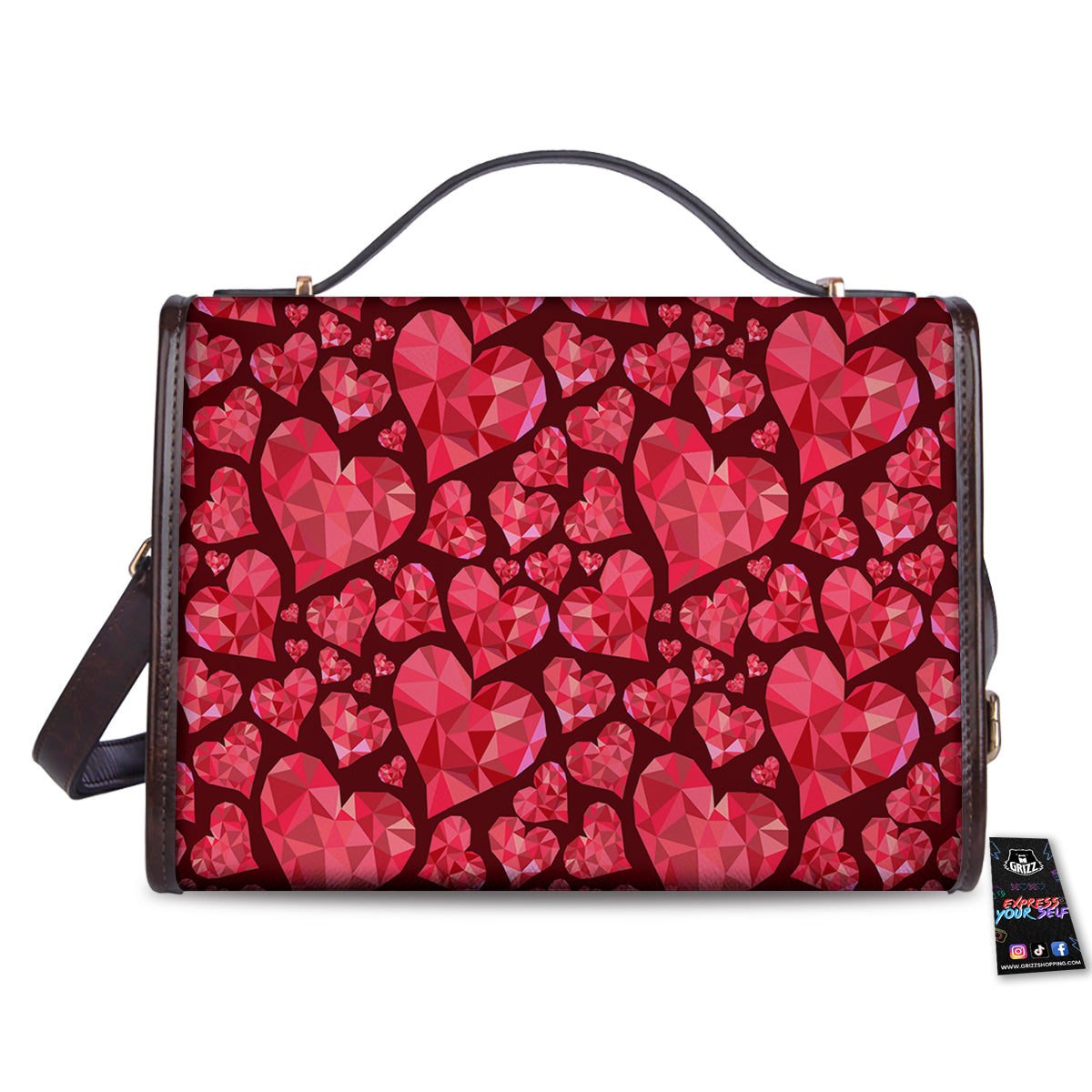 Geometric Heart Valentine's Day Print Pattern Women's Satchel Bag