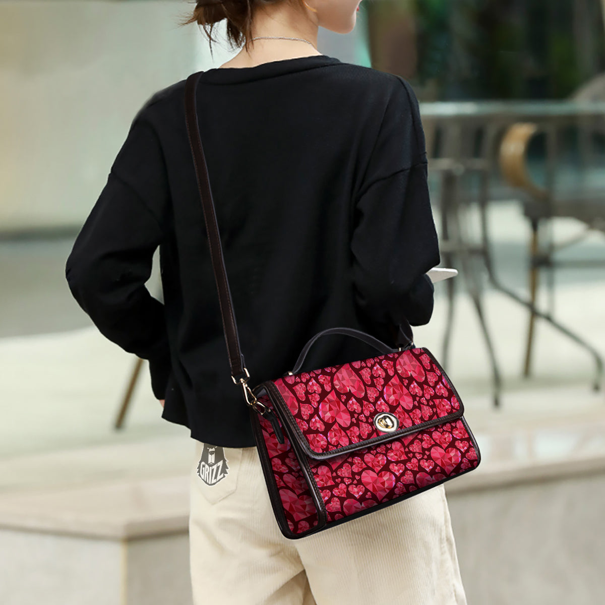 Geometric Heart Valentine's Day Print Pattern Women's Satchel Bag