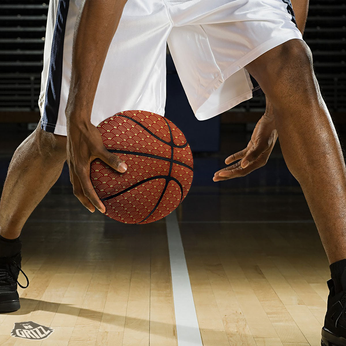 Geometric Japanese Print Pattern Basketball