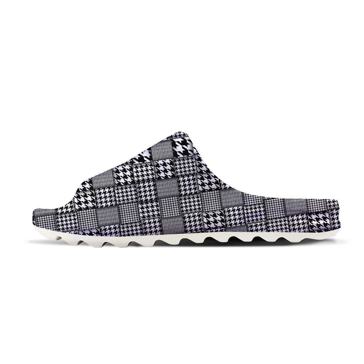 Geometric Patchwork Houndstooth Print Pattern Sandals-grizzshop