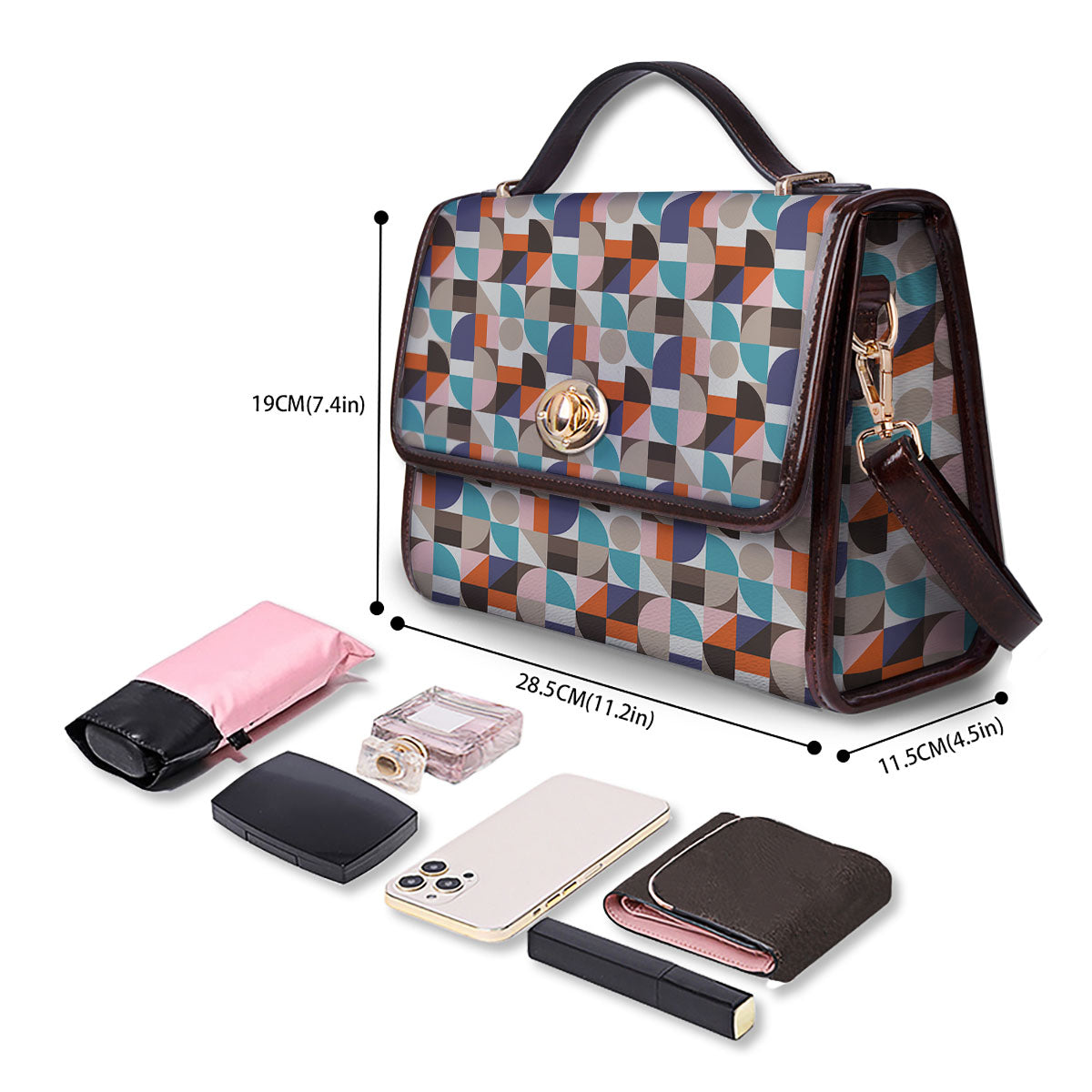 Geometric Shape Pastel Print Pattern Women's Satchel Bag