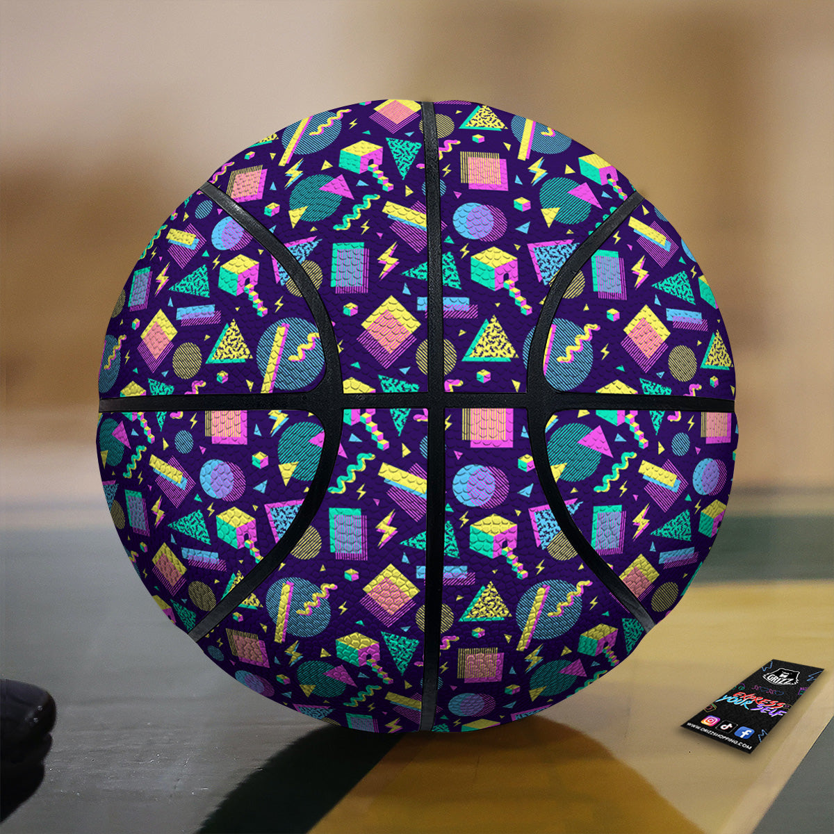 Geometric Shapes Neon Print Pattern Basketball