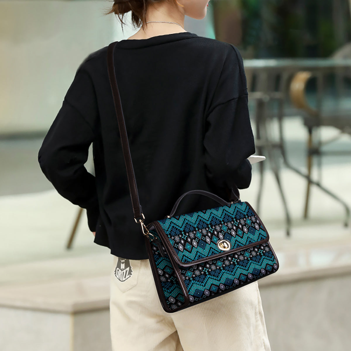 Geometric Turquoise Aztec Print Pattern Women's Satchel Bag
