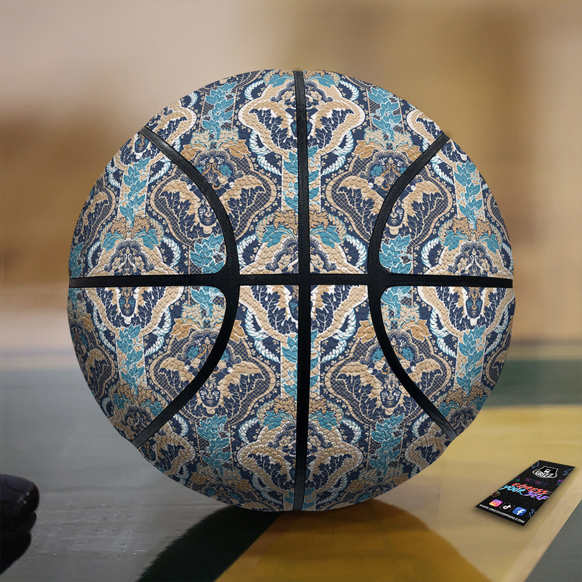 Geometric  Indian Ornamental Print Pattern Basketball