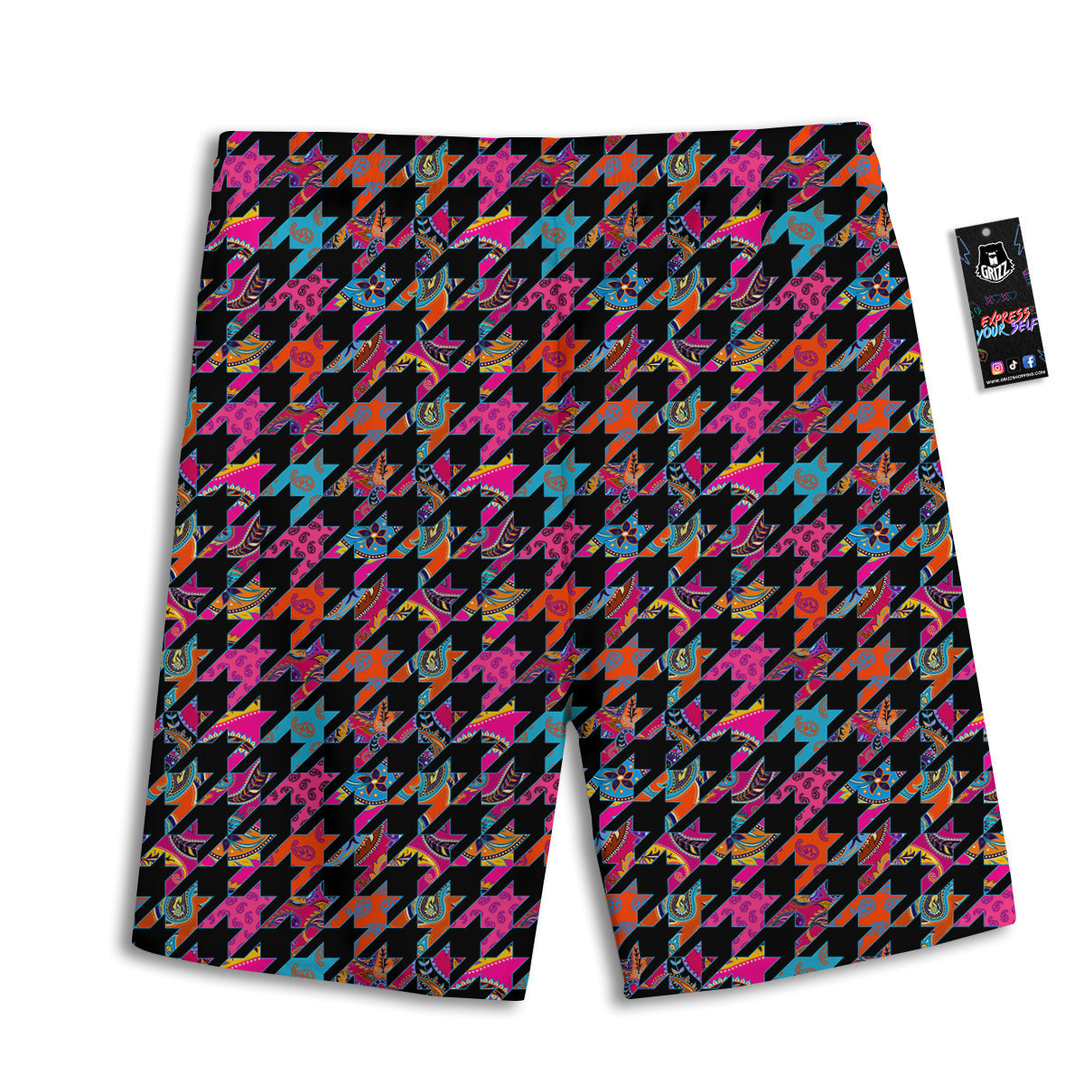 Geometrical Houndstooth And Paisley Print Pattern Men's Athletic Shorts