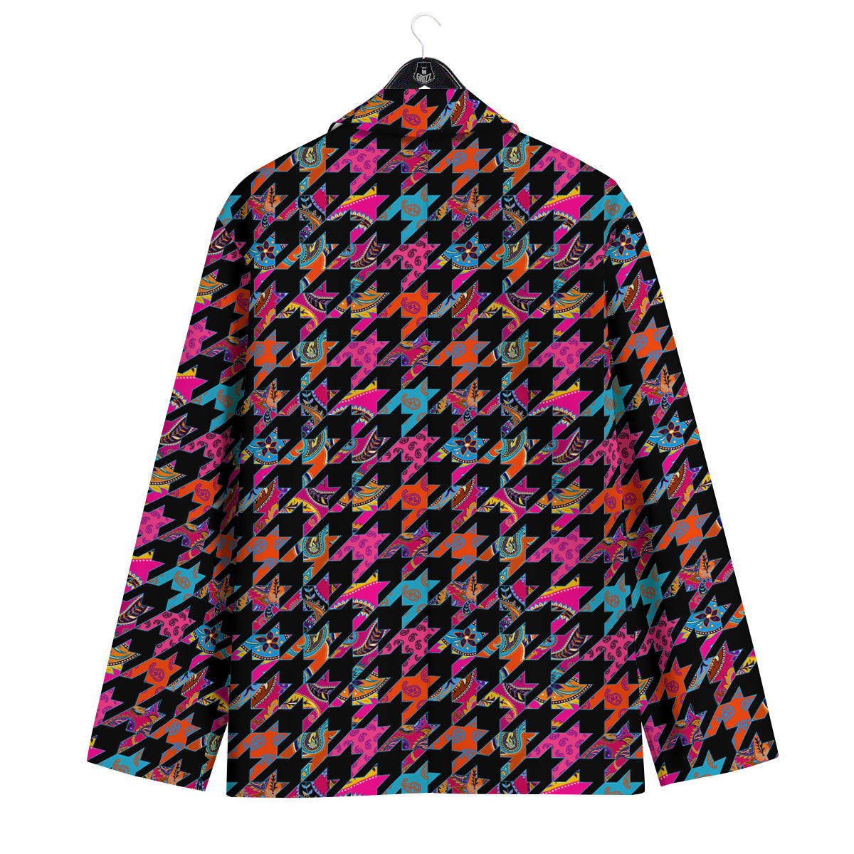 Geometrical Houndstooth And Paisley Print Pattern Men's Sport Coat-grizzshop