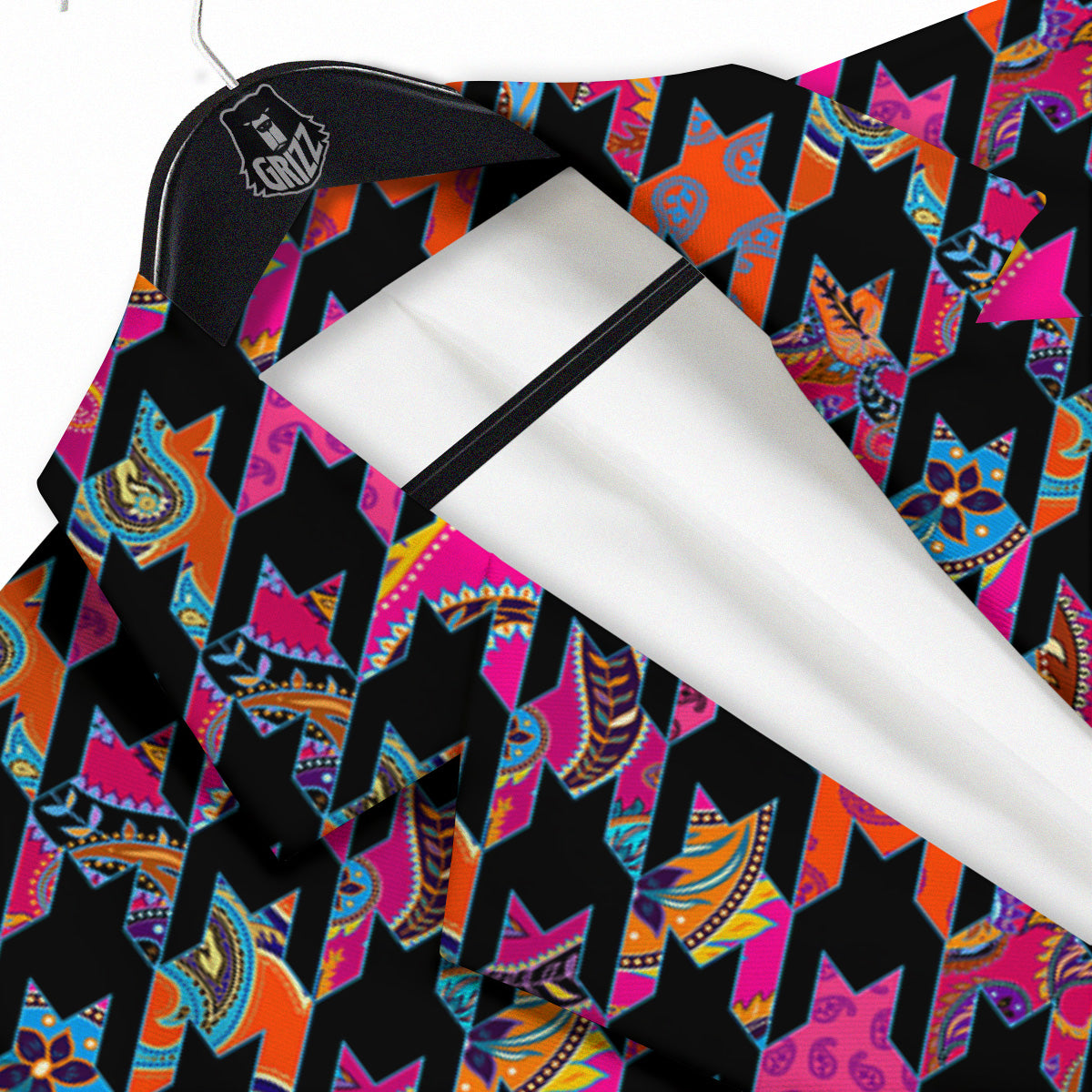 Geometrical Houndstooth And Paisley Print Pattern Men's Sport Coat-grizzshop