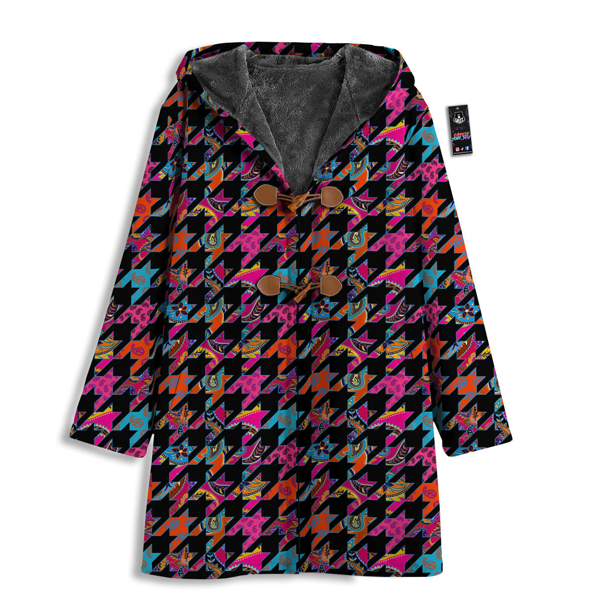 Geometrical Houndstooth And Paisley Print Pattern Men's Windbreaker Jacket-grizzshop
