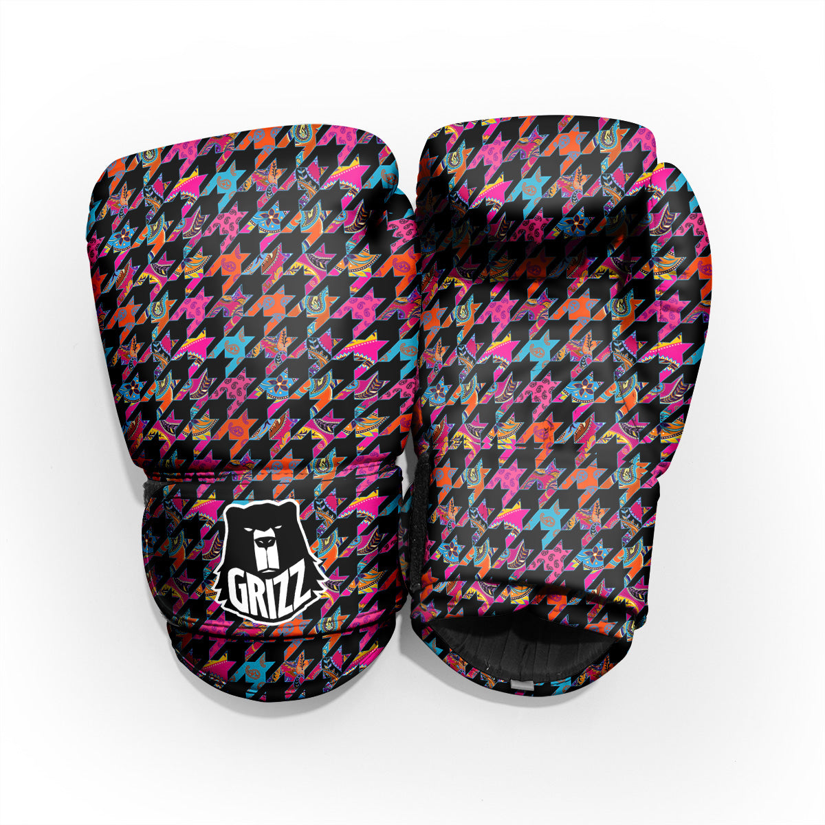 Geometrical Houndstooth And Paisley Print Pattern Pro Boxing Glove