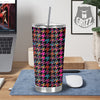 Geometrical Houndstooth And Paisley Print Pattern Tumbler-grizzshop