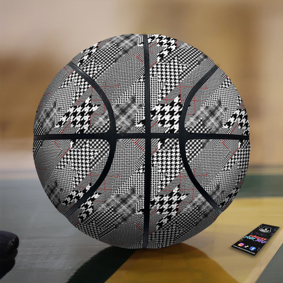 Geometrical Houndstooth Patchwork Print Pattern Basketball-grizzshop