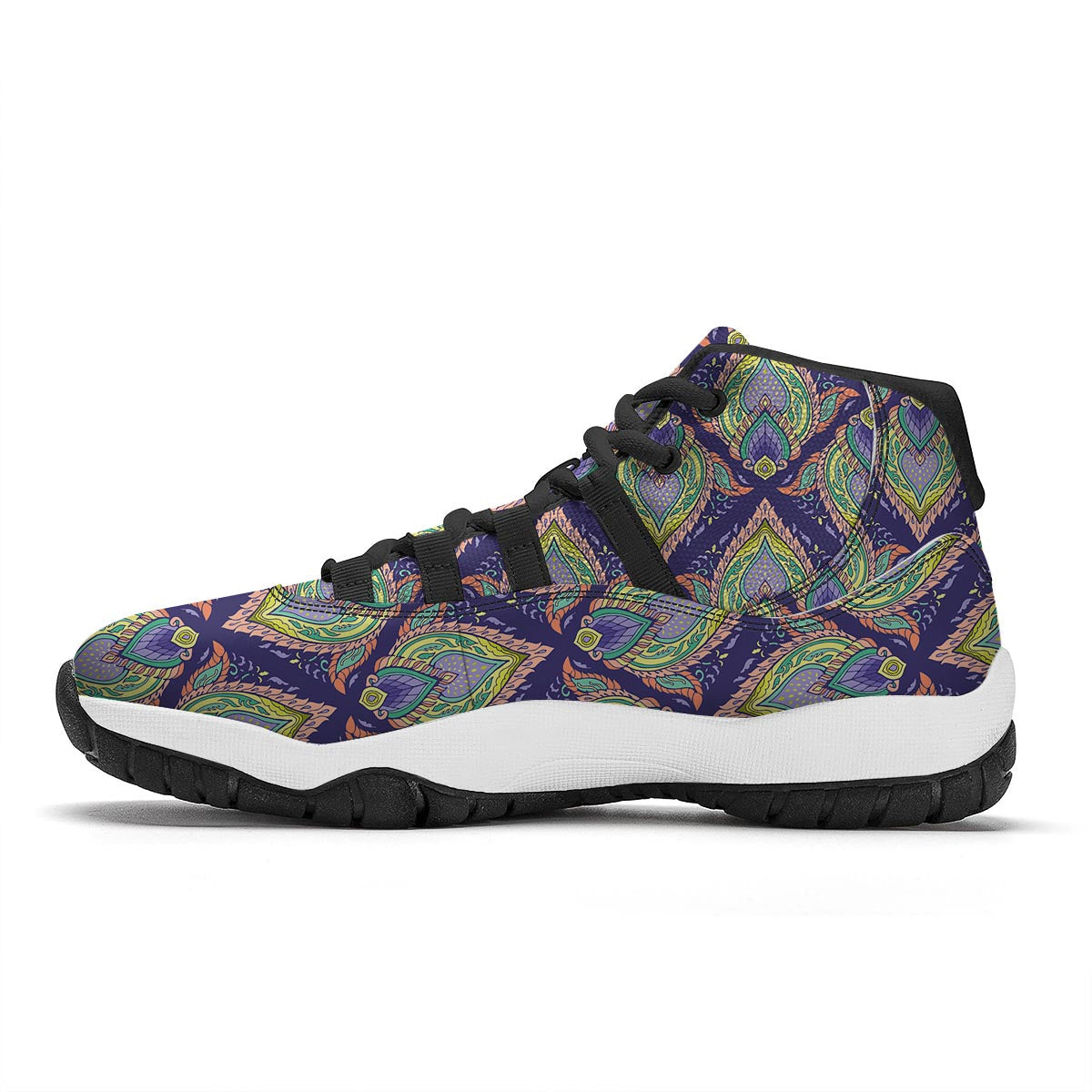 Geometrical Houndstooth Patchwork Print Pattern Black Bball Shoes-grizzshop