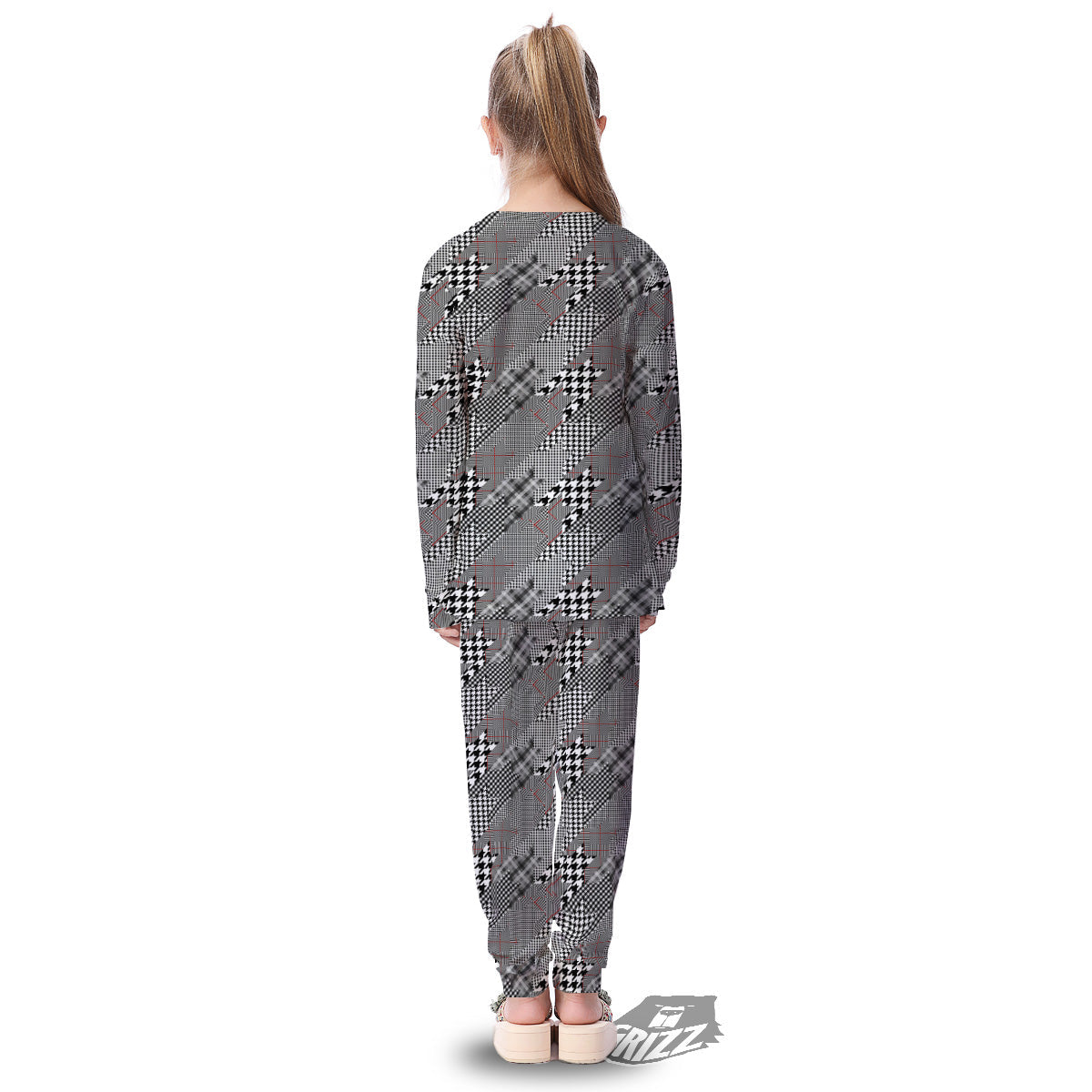 Geometrical Houndstooth Patchwork Print Pattern Kid's Pajamas-grizzshop
