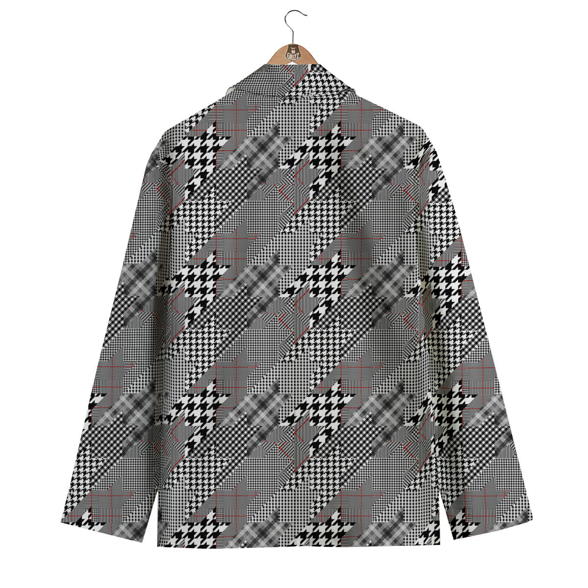 Geometrical Houndstooth Patchwork Print Pattern Men's Blazer-grizzshop