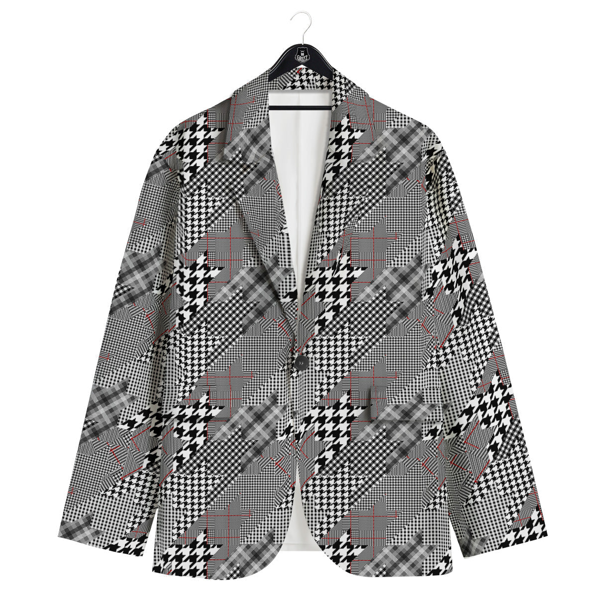Geometrical Houndstooth Patchwork Print Pattern Men's Sport Coat-grizzshop