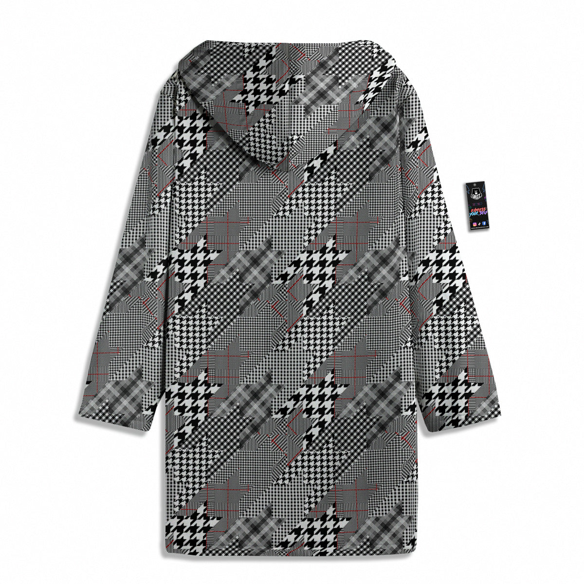 Geometrical Houndstooth Patchwork Print Pattern Men's Windbreaker Jacket-grizzshop