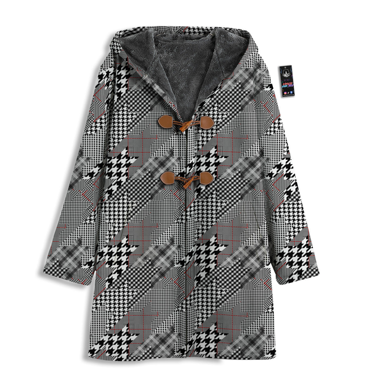 Geometrical Houndstooth Patchwork Print Pattern Men's Windbreaker Jacket-grizzshop