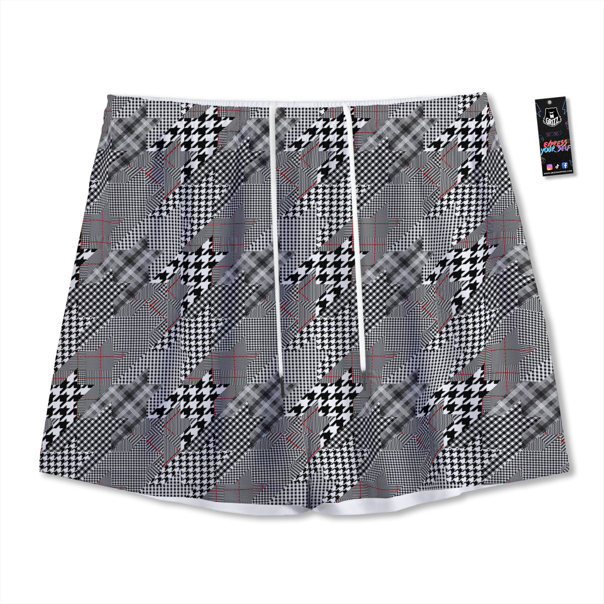 Kaleidoscope Dark Green Print Mesh Shorts
