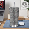 Geometrical Houndstooth Patchwork Print Pattern Tumbler-grizzshop