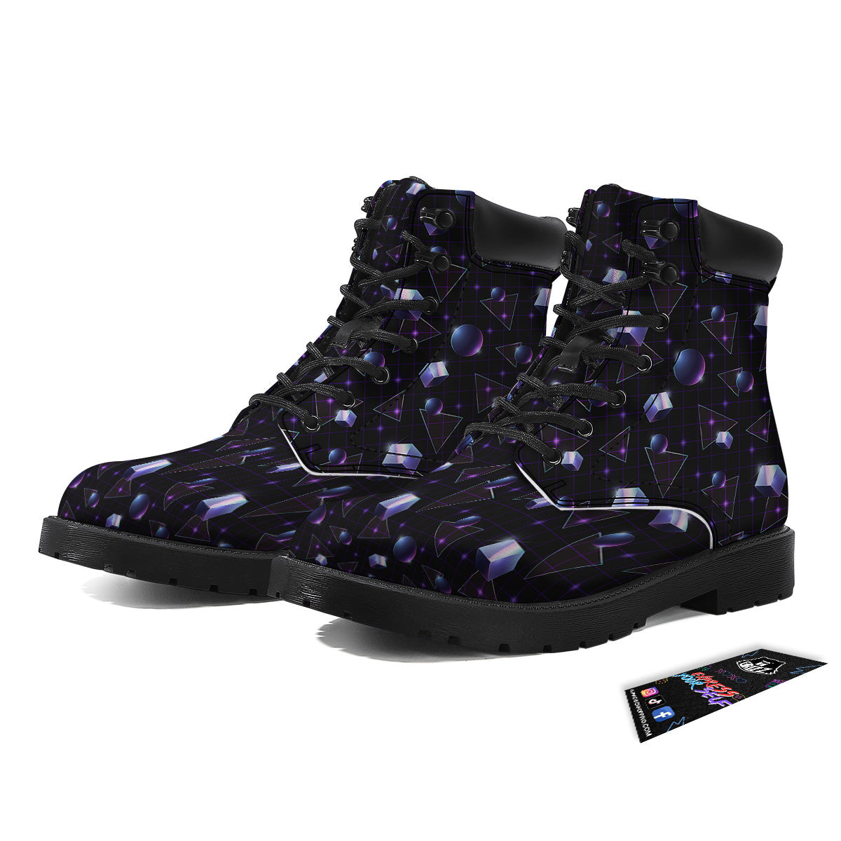 Geometry 80's Style Print Pattern Boots-grizzshop