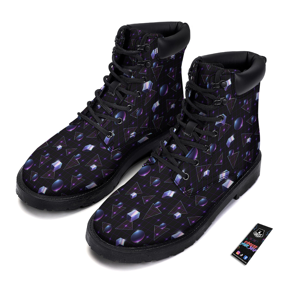 Geometry 80's Style Print Pattern Boots-grizzshop