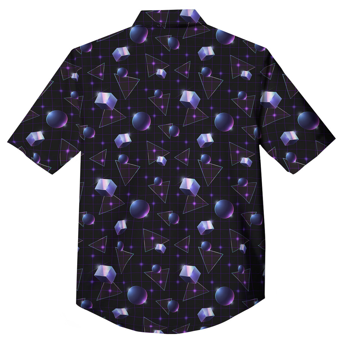 Geometry 80's Style Print Pattern Button Up Shirt-grizzshop