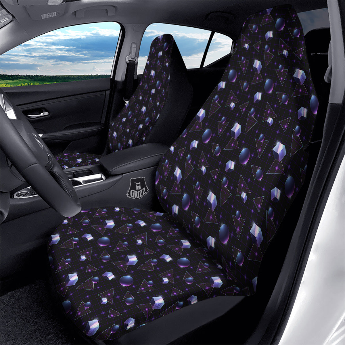 Geometry 80's Style Print Pattern Car Seat Covers-grizzshop