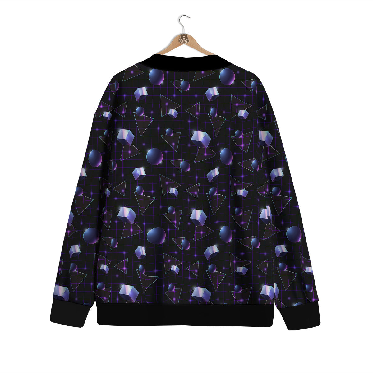 Geometry 80's Style Print Pattern Cardigan-grizzshop