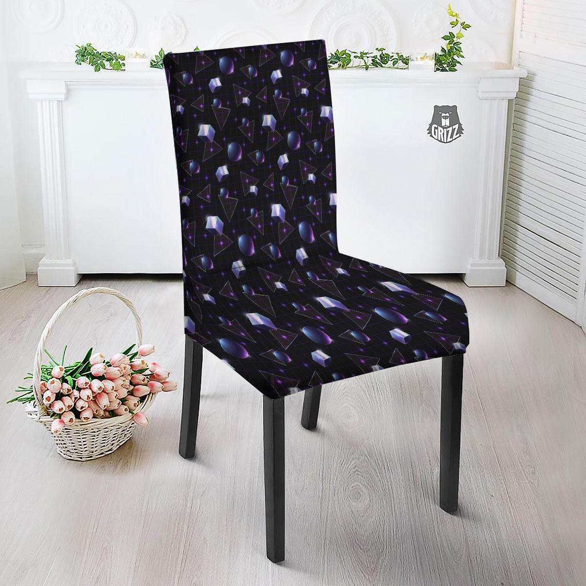 Geometry 80's Style Print Pattern Dining Chair Slipcover-grizzshop