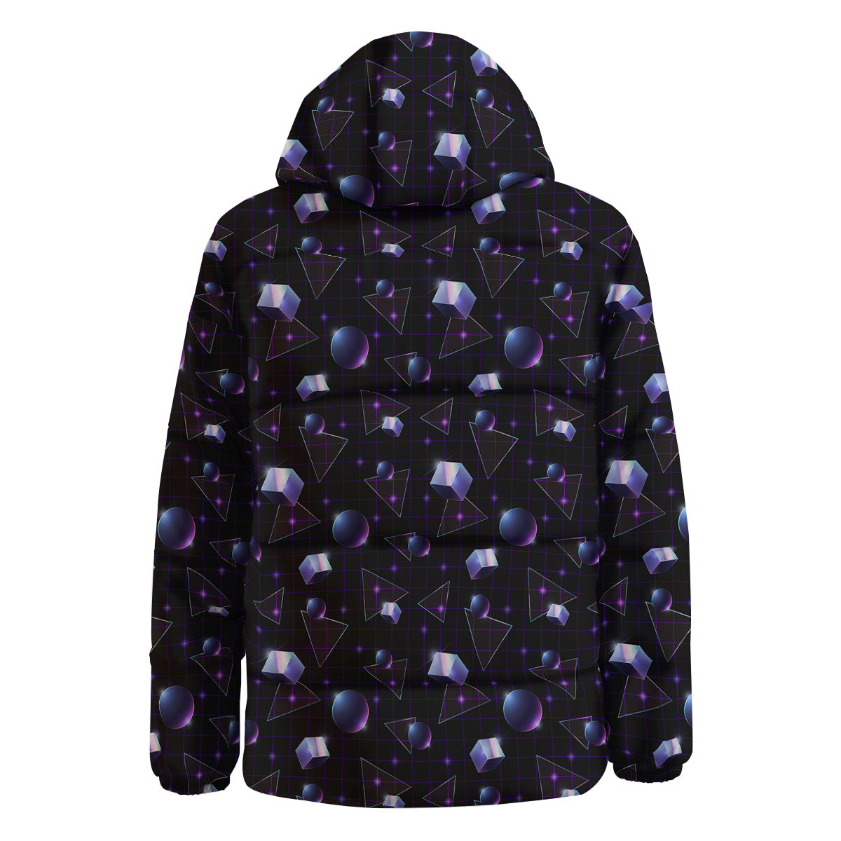 Geometry 80's Style Print Pattern Down Jacket-grizzshop
