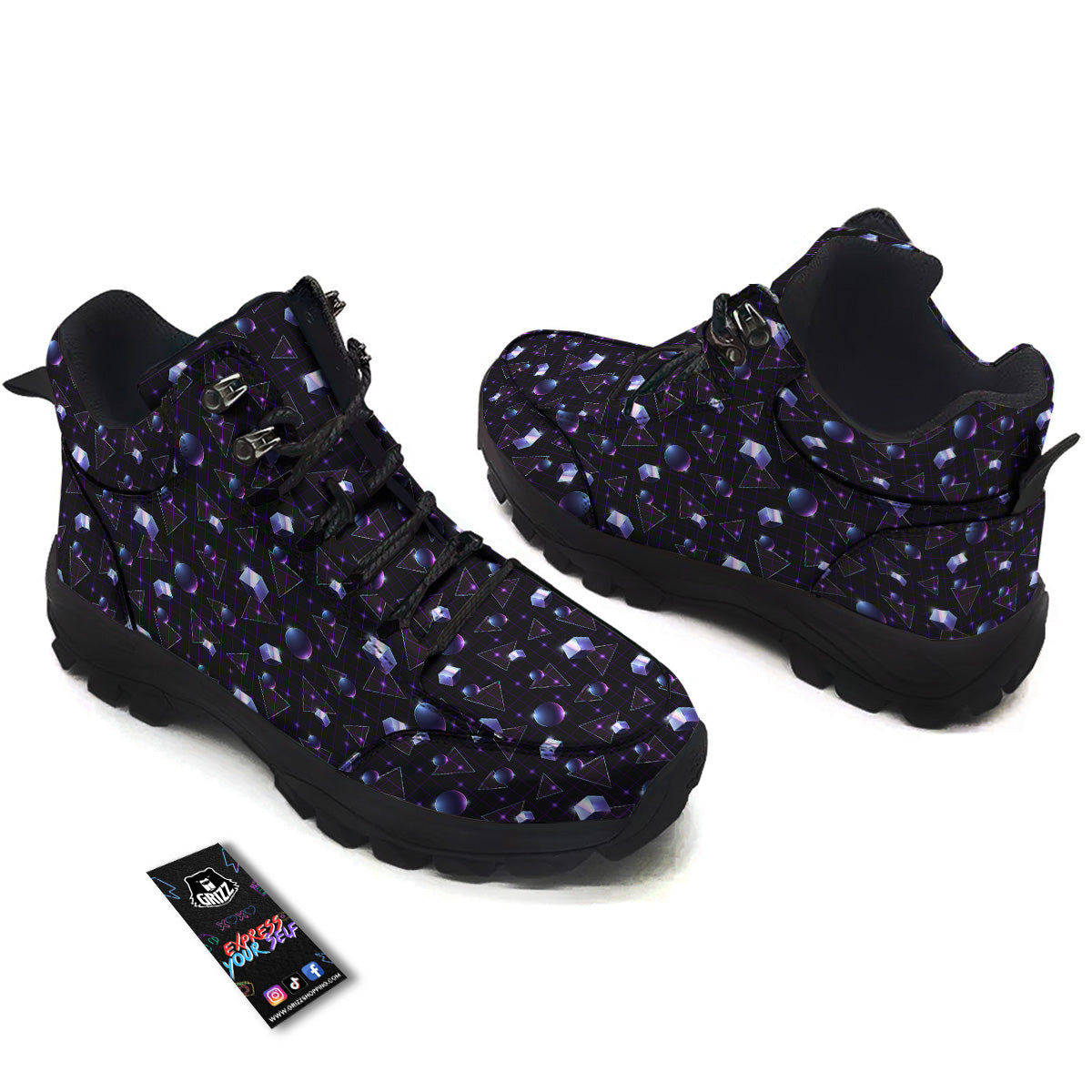 Geometry 80's Style Print Pattern Hiking Shoes-grizzshop