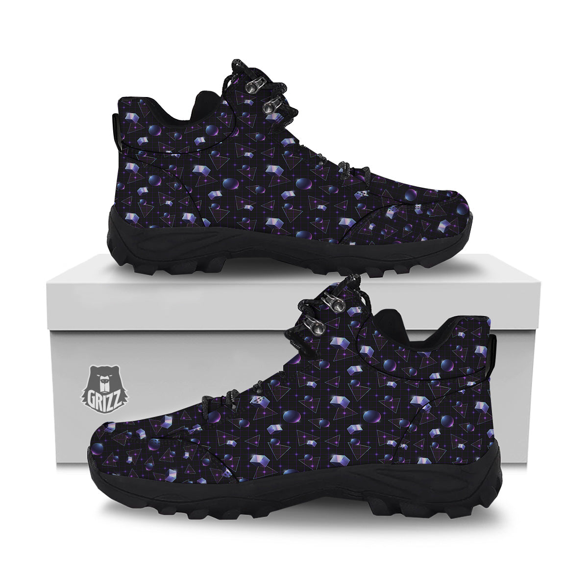 Geometry 80's Style Print Pattern Hiking Shoes-grizzshop