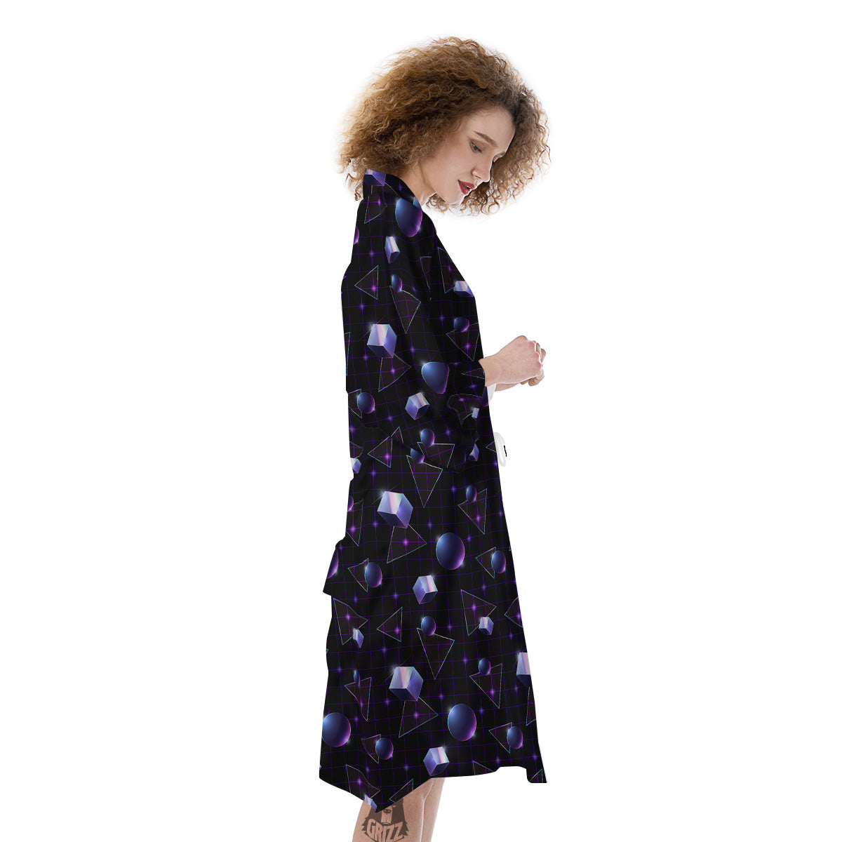 Geometry 80's Style Print Pattern Kimono-grizzshop