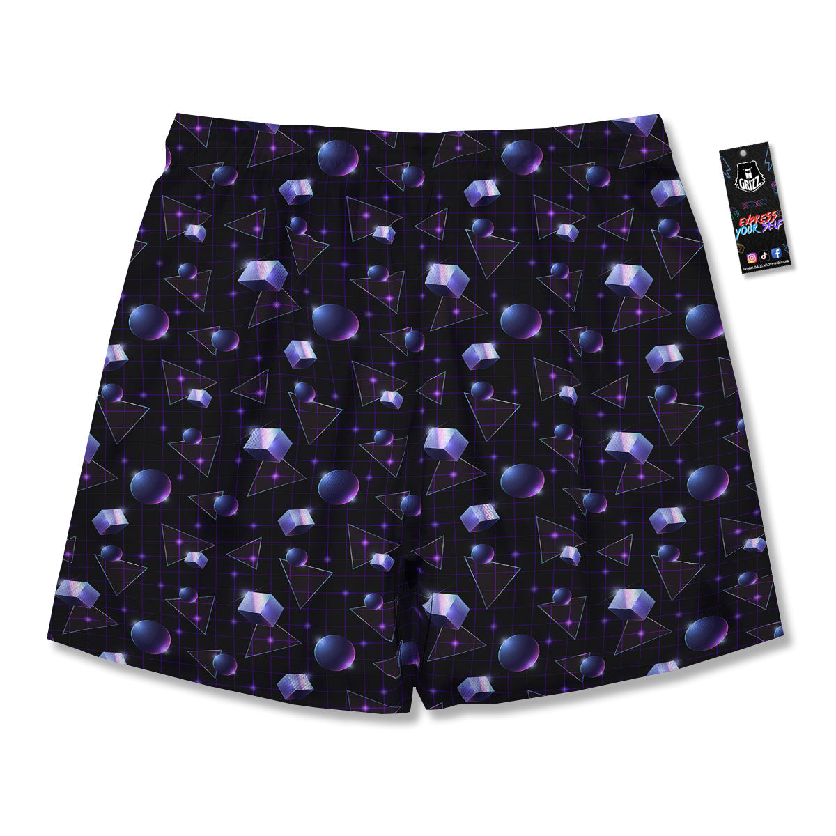 Geometry 80's Style Print Pattern Men's Running Shorts-grizzshop