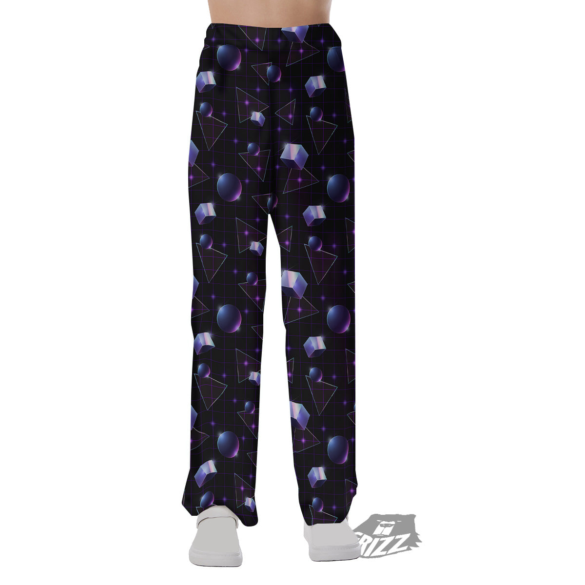 Geometry 80's Style Print Pattern Pajama Pants-grizzshop