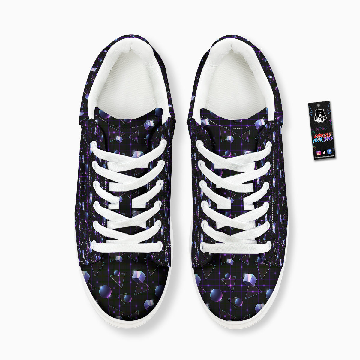 Geometry 80's Style Print Pattern Platform Shoes-grizzshop