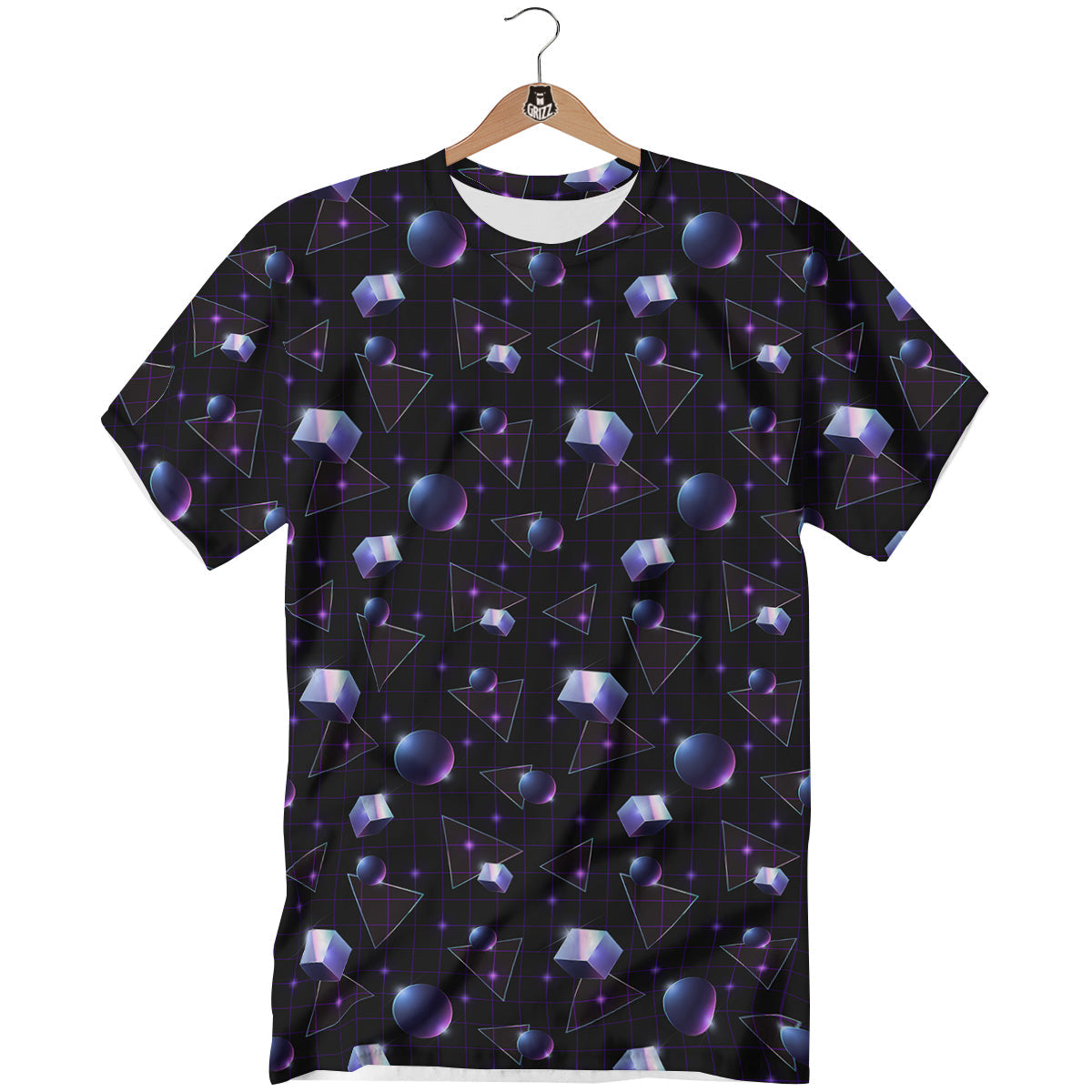 Geometry 80's Style Print Pattern T-Shirt-grizzshop