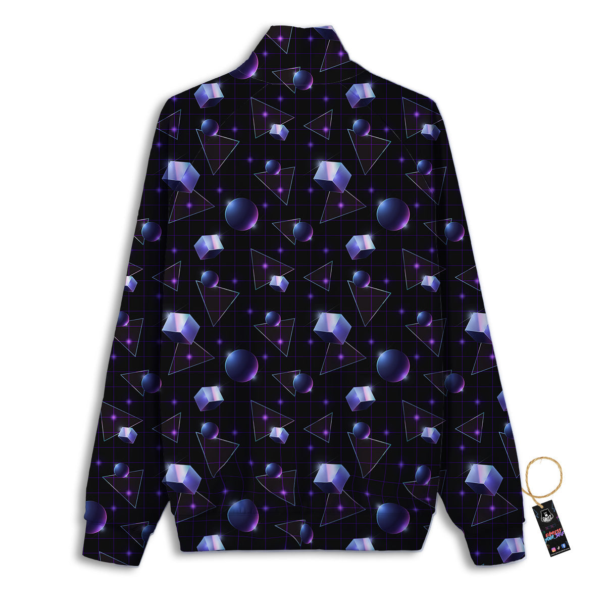 Geometry 80's Style Print Pattern Track Jacket-grizzshop
