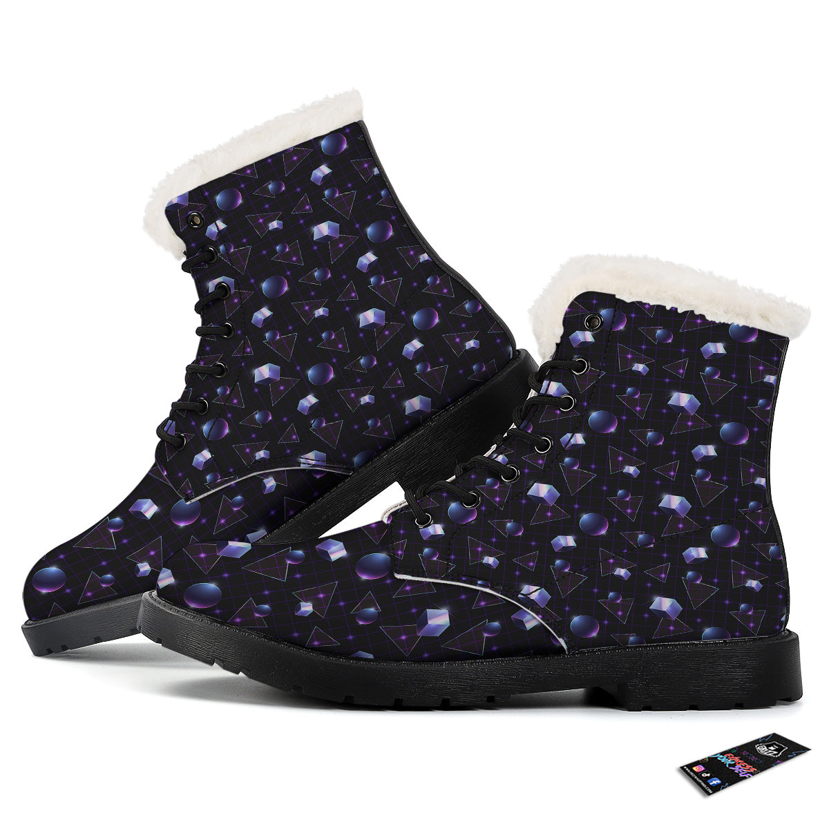 Geometry 80's Style Print Pattern Winter Boots-grizzshop